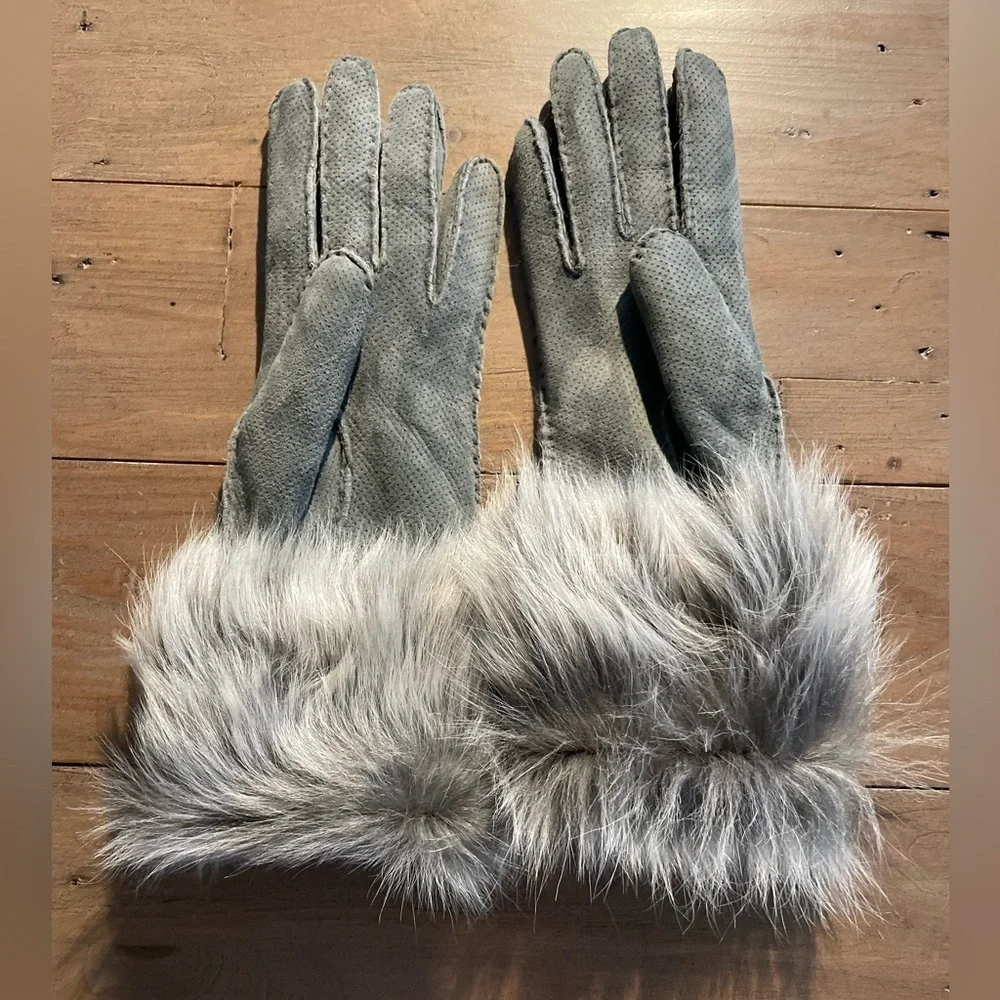 Portolano shearling leather fur lined gloves NWOT